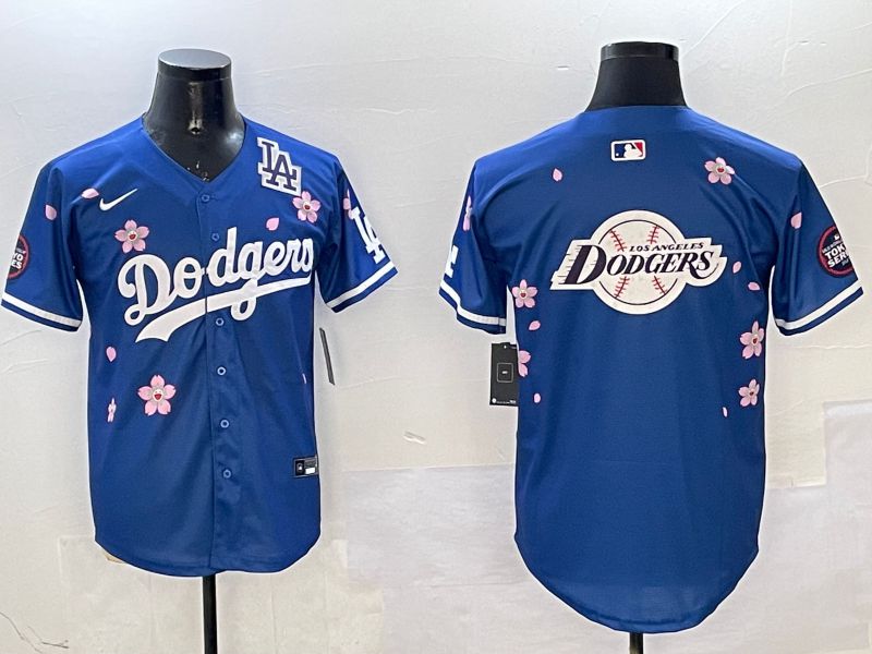 Men Los Angeles Dodgers Blank Blue Sakura Edition 2025 Nike MLB Jersey style 26